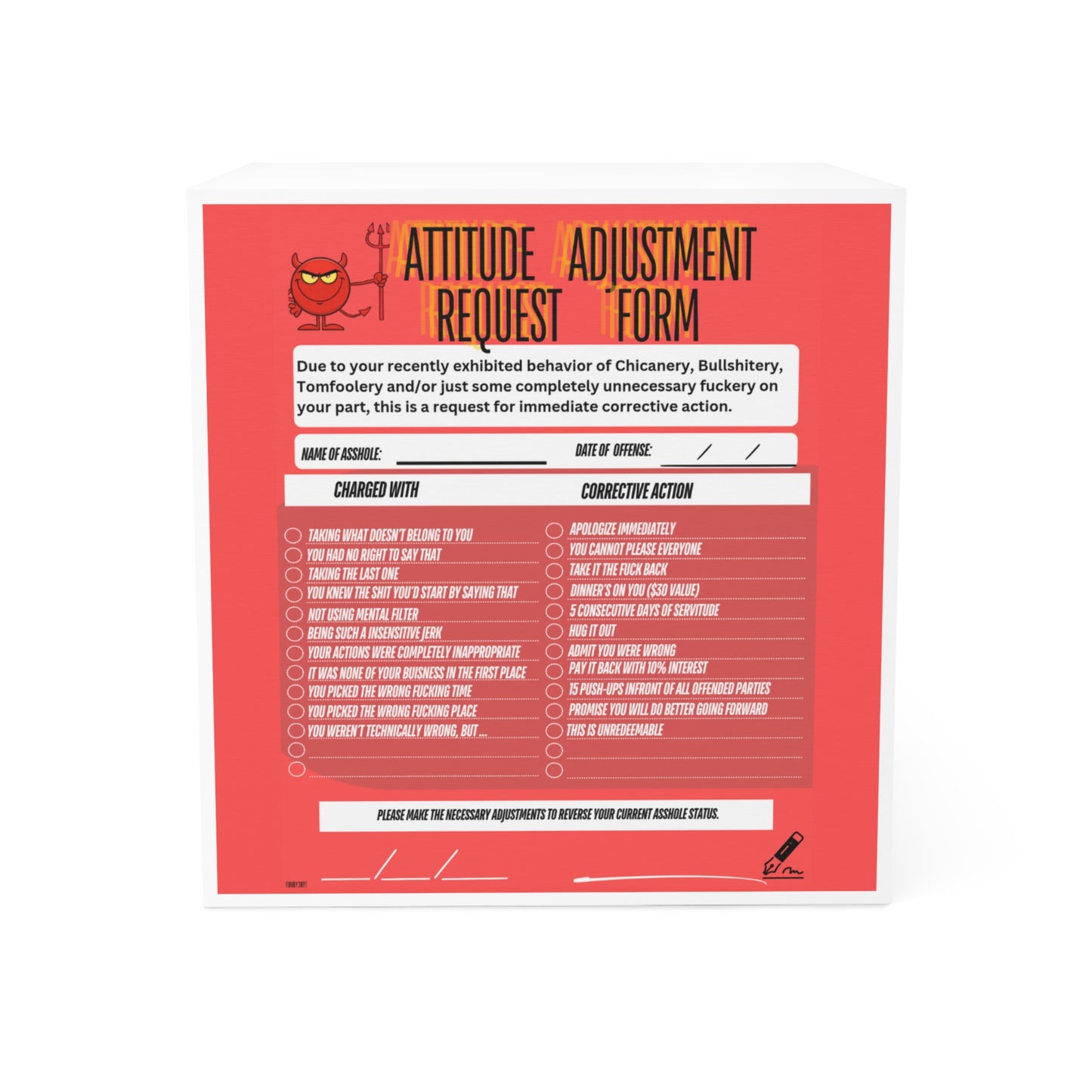 Attitude Adjustment Request Form