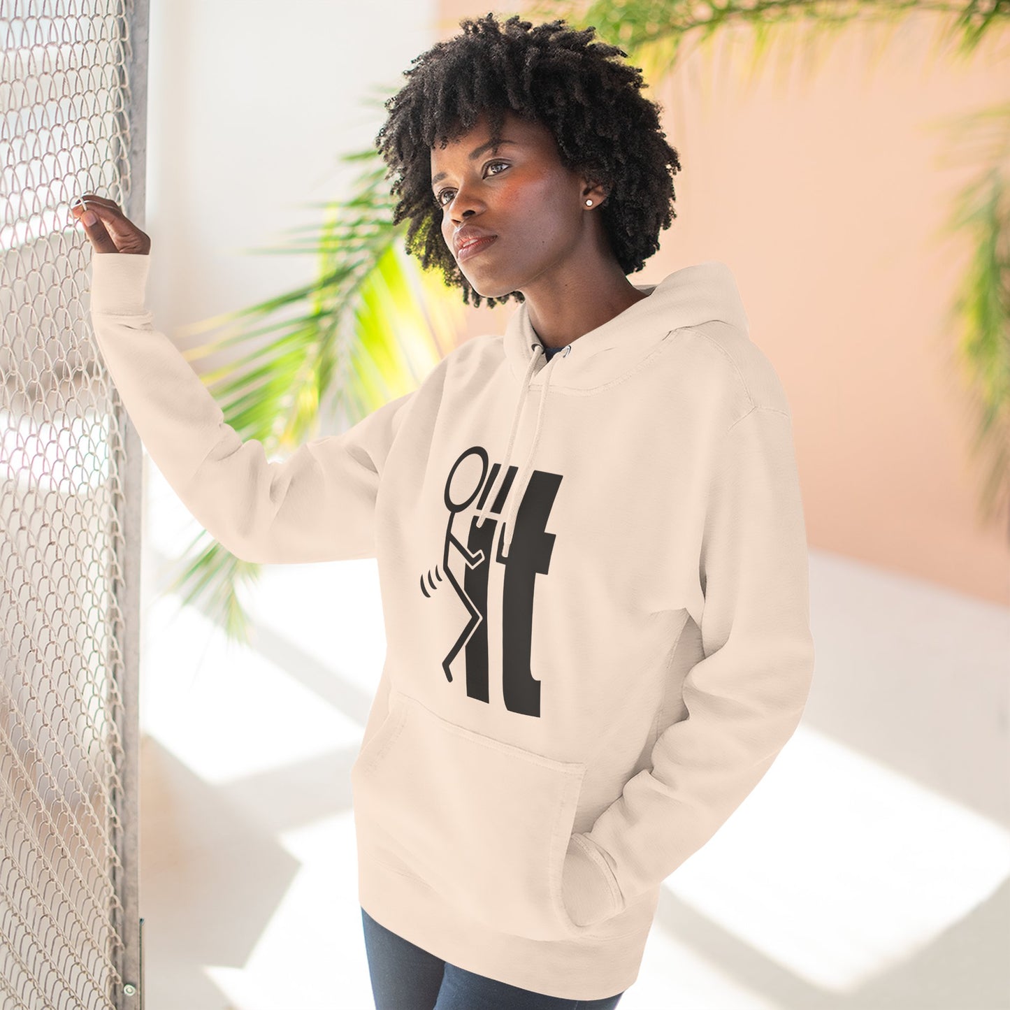 Stick Figure 'Fuck It'- Fleece Hoodie
